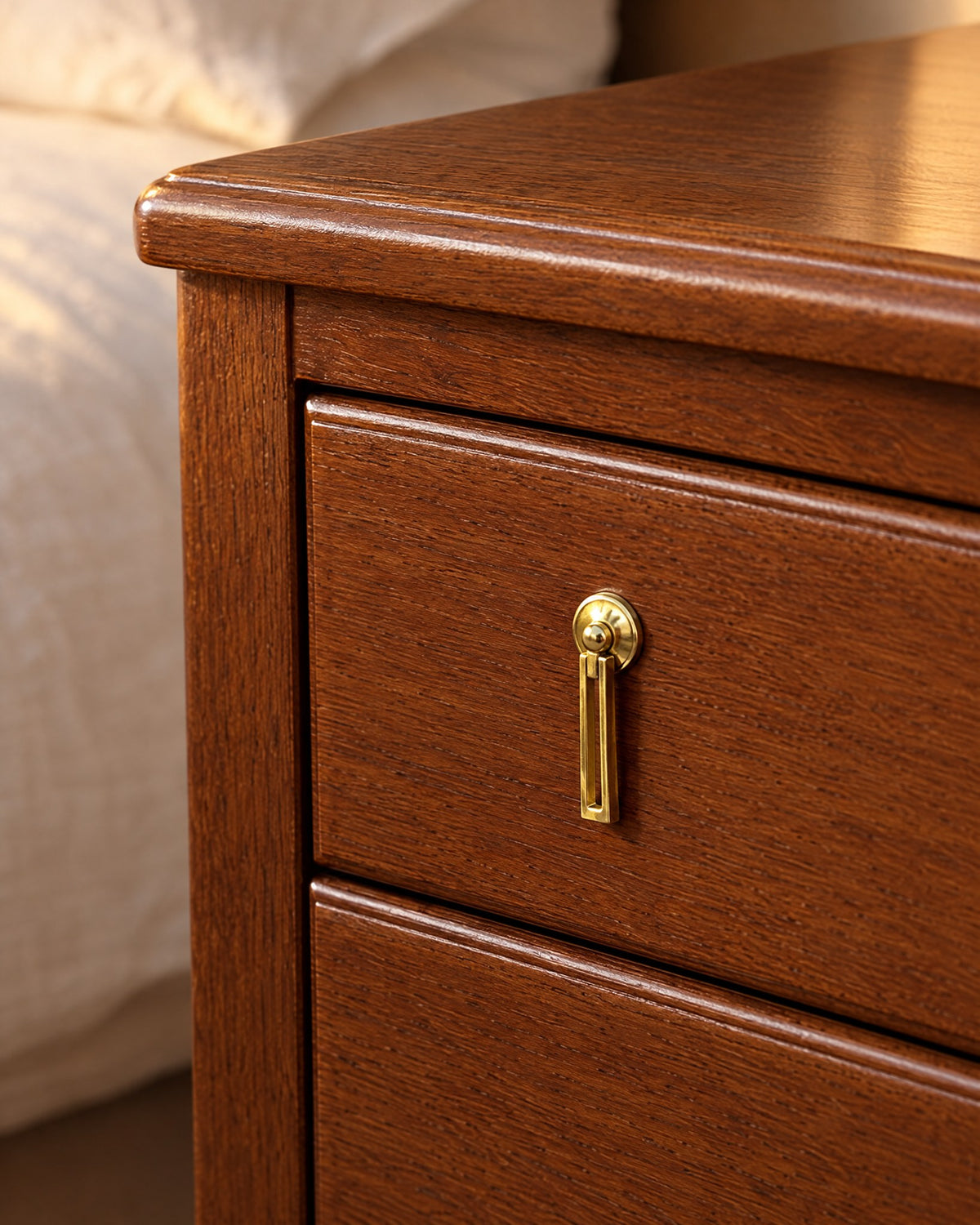 Brass pulls on framed fronts