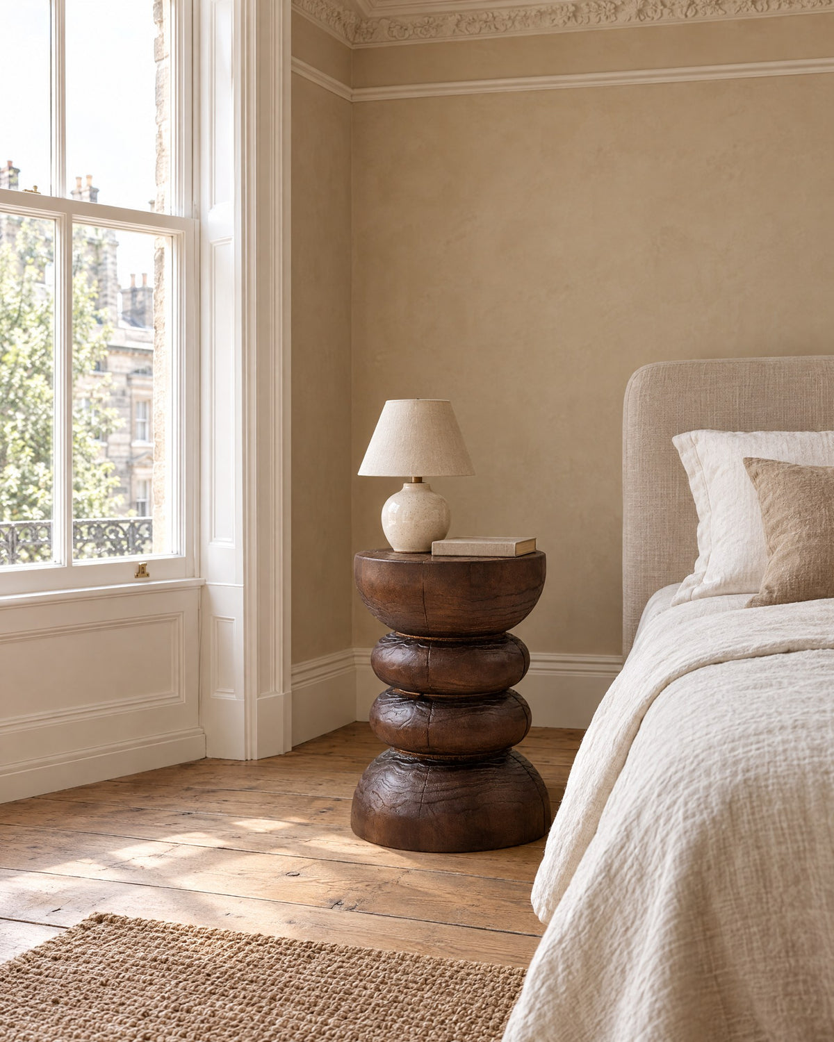 A lamp, a book, nothing more