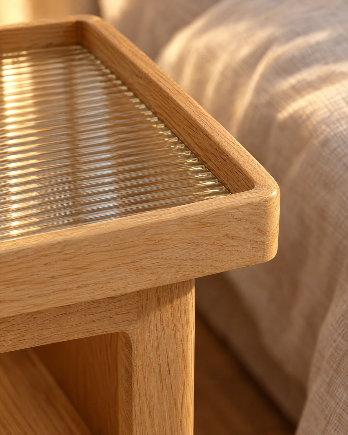 A glass tray on top