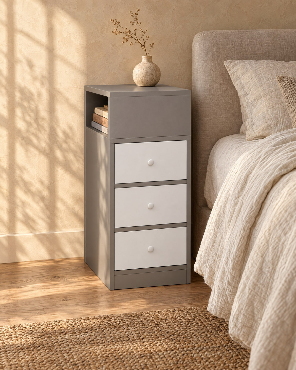 Three drawers, one above the other