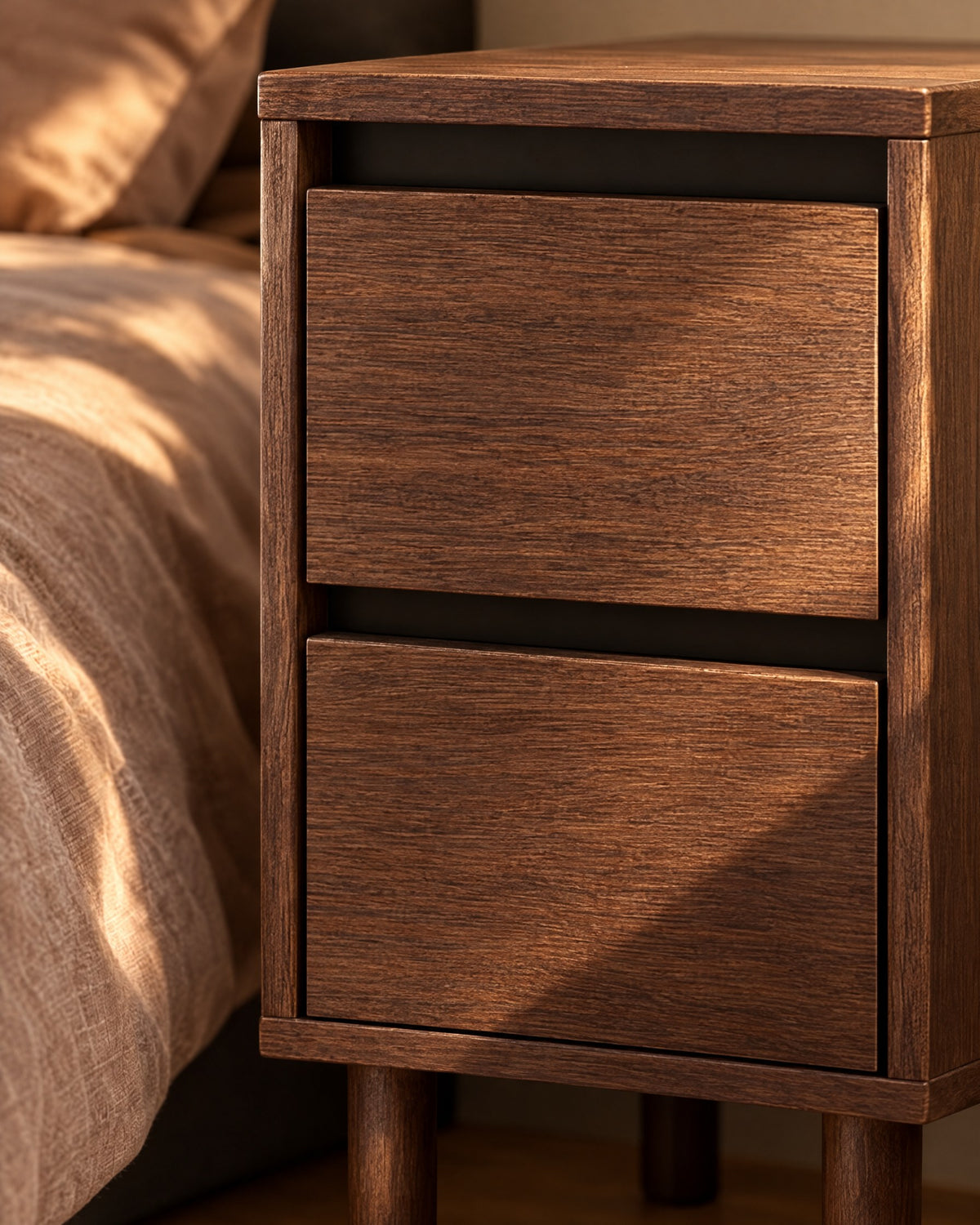 Handle-free walnut drawers