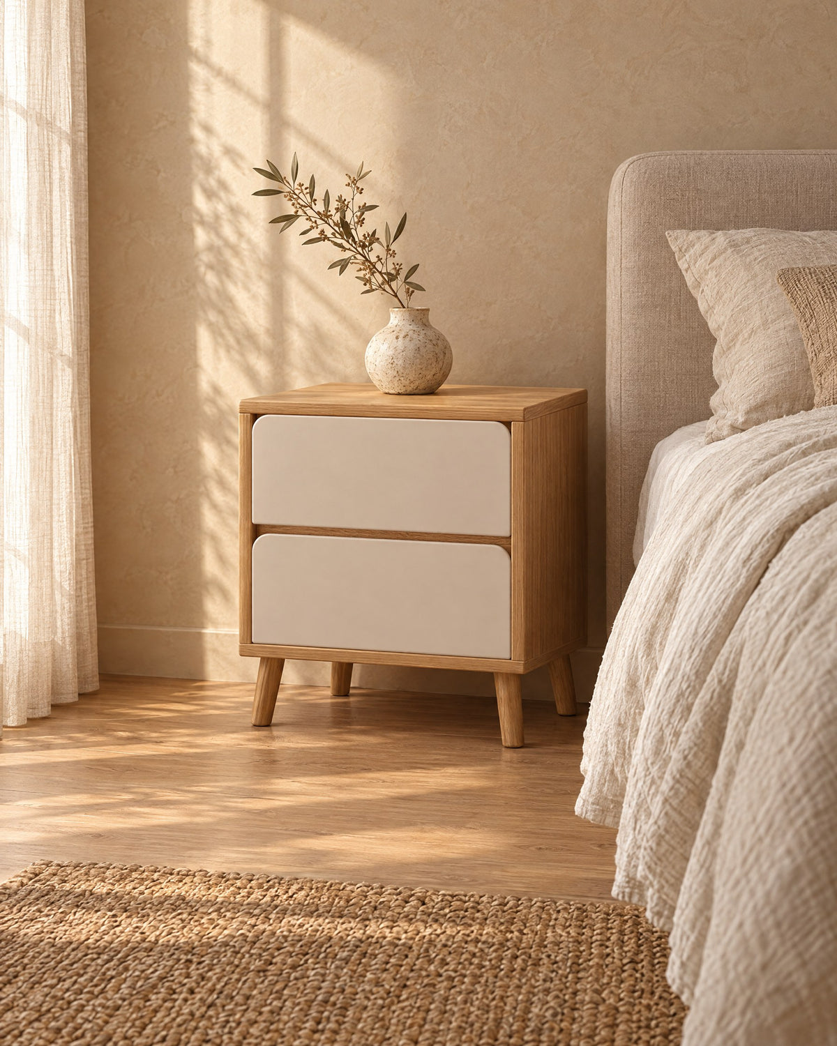 Light oak on tapered legs