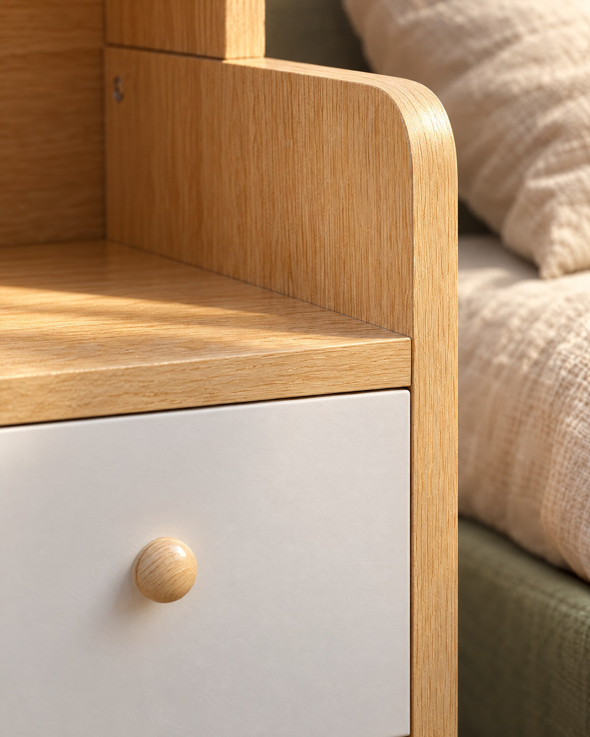 Two drawers, wooden knobs