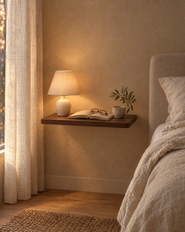Walnut Floating Bedside Shelf, 40 x 24 cm