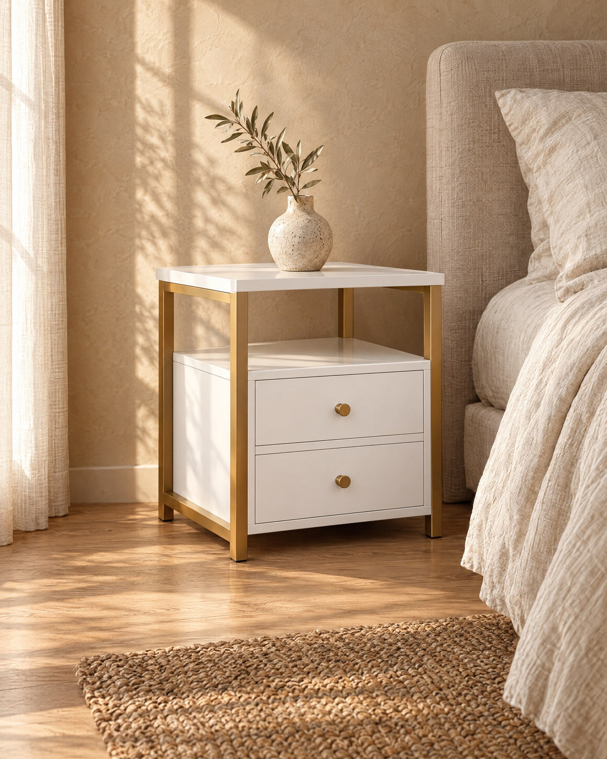 Open shelf, two drawers