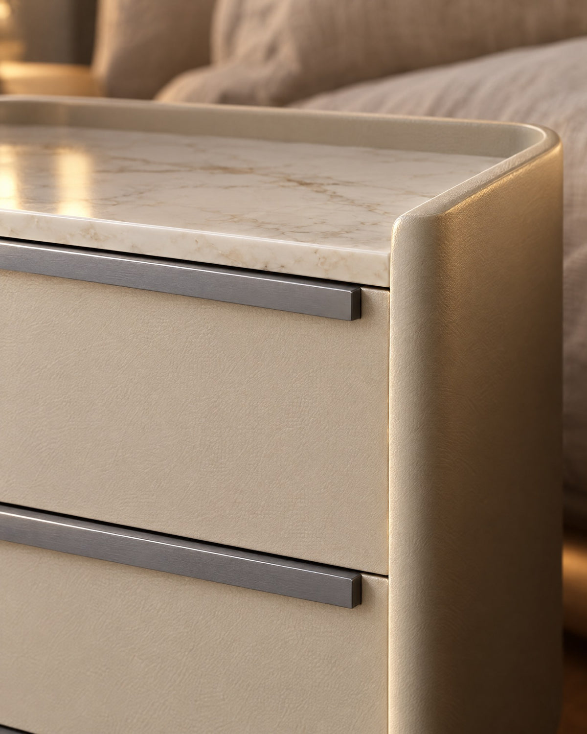 Two wide drawers, long handles