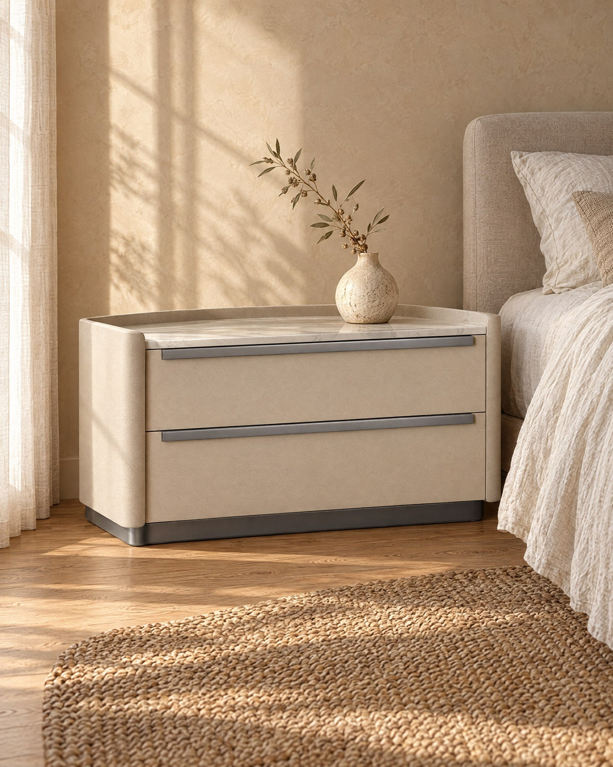 A marble-effect top with an edge