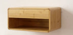Bamboo floating bedside table in a bedroom