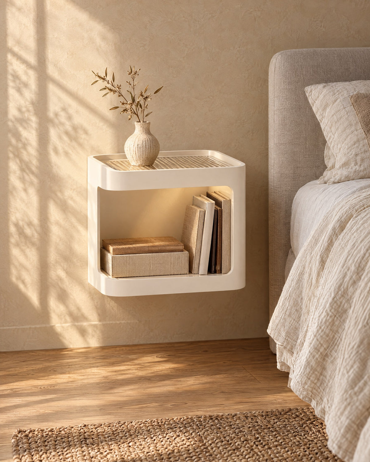 Rounded, floating, clear of the floor