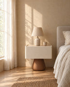 Cream Bedside Table in warm morning light