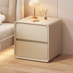 Cream rounded cube bedside table, front view