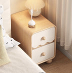 Cream wave bedside table, front view
