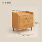 Narrow cherry bedside table dimensions: 30 cm wide, 40 cm deep, 51 cm high
