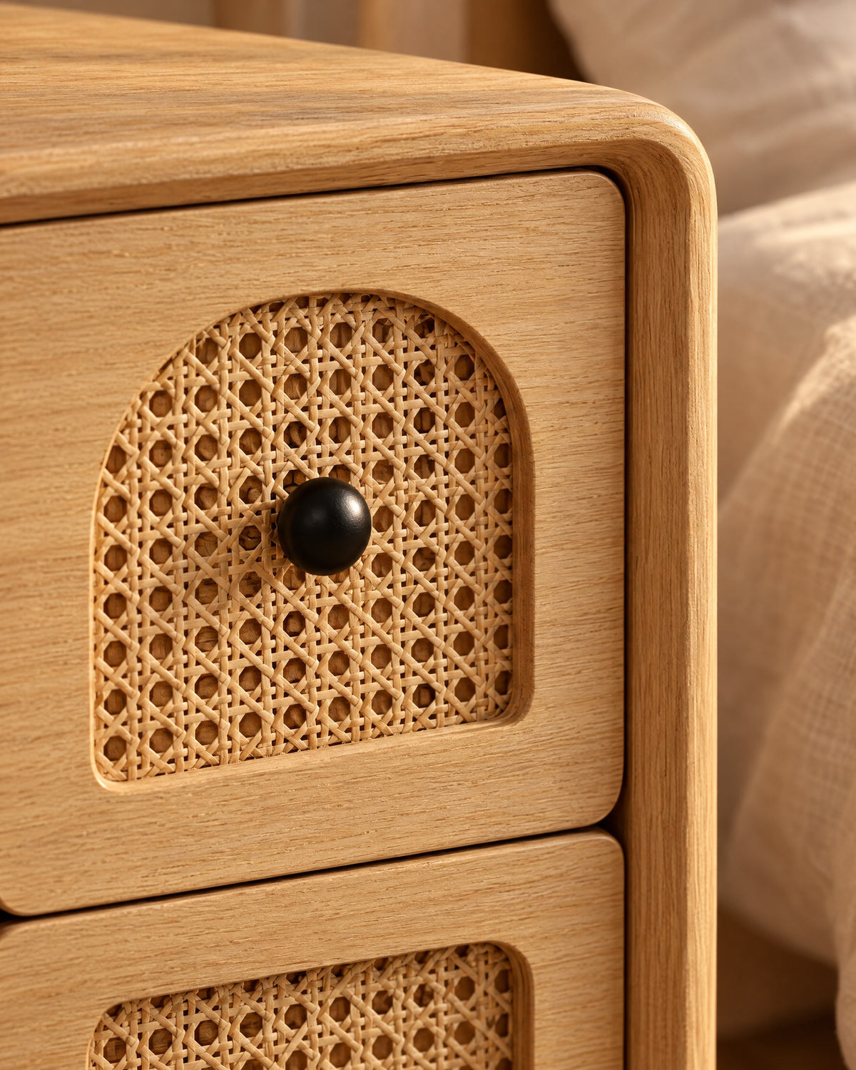 Woven cane drawer fronts