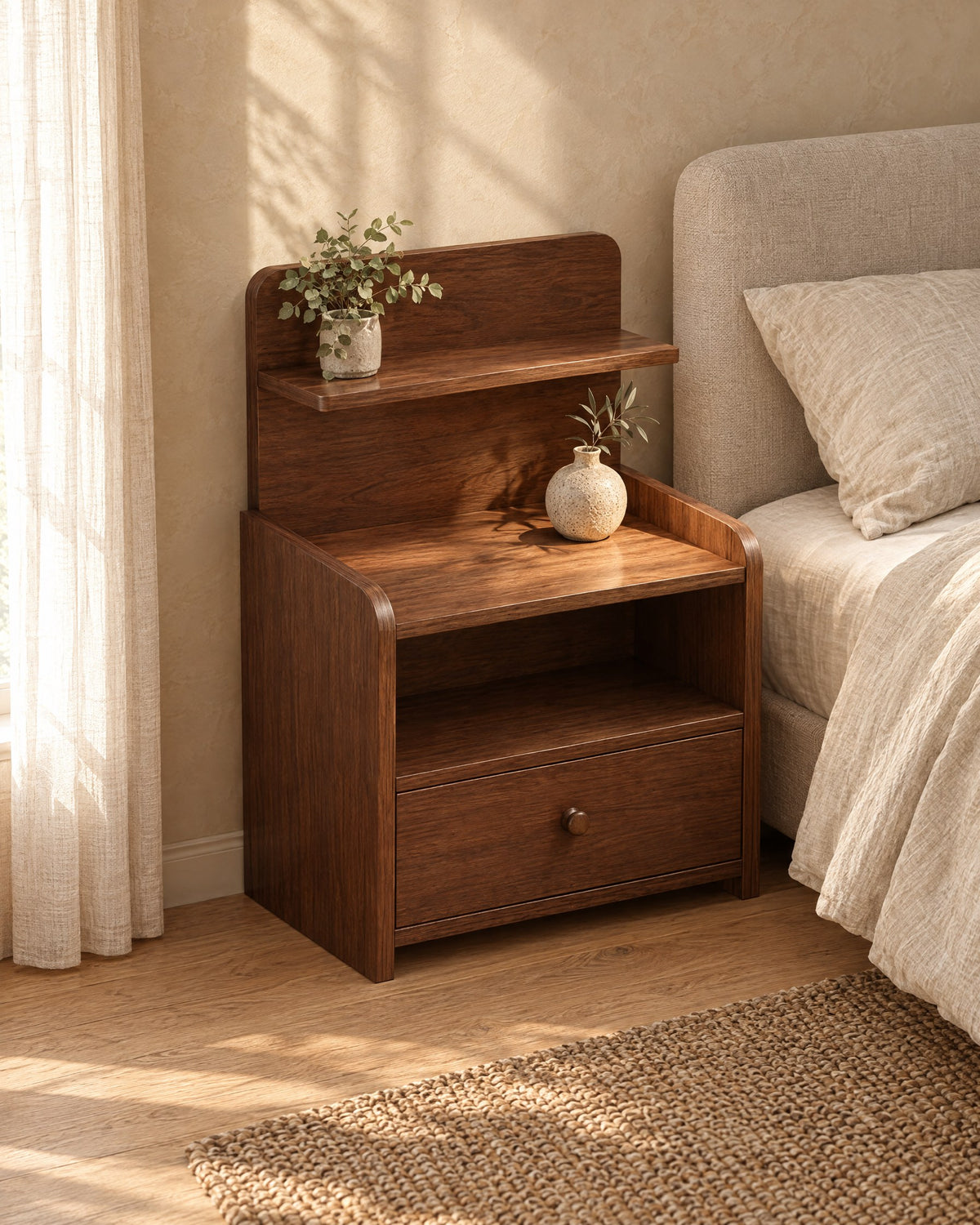 A shelf above the top