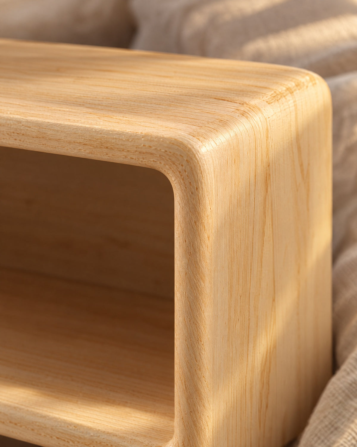 Softly rounded wooden frame