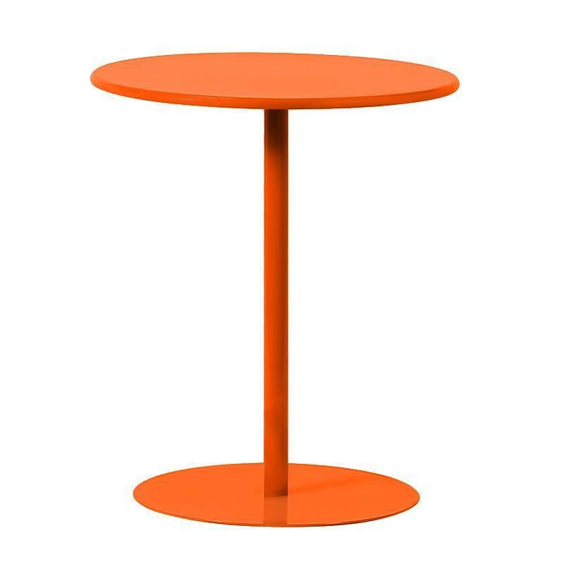 Orange metal pedestal side table, supplier product photo