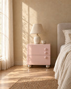 Pink Bedside Table in warm morning light