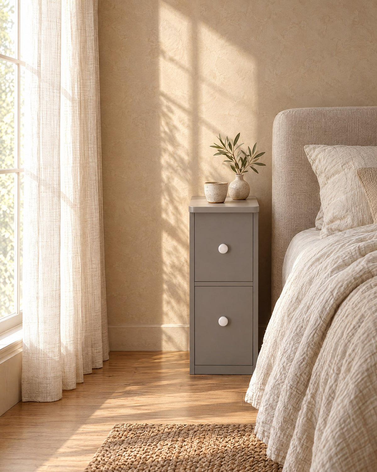 Rounded top, quiet grey