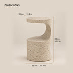 Terrazzo-look round sculpted bedside table dimensions: 35 x 35 x 52 cm (W x D x H)