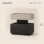 Two-tier bedside table dimensions: 40 cm deep, 50 cm high