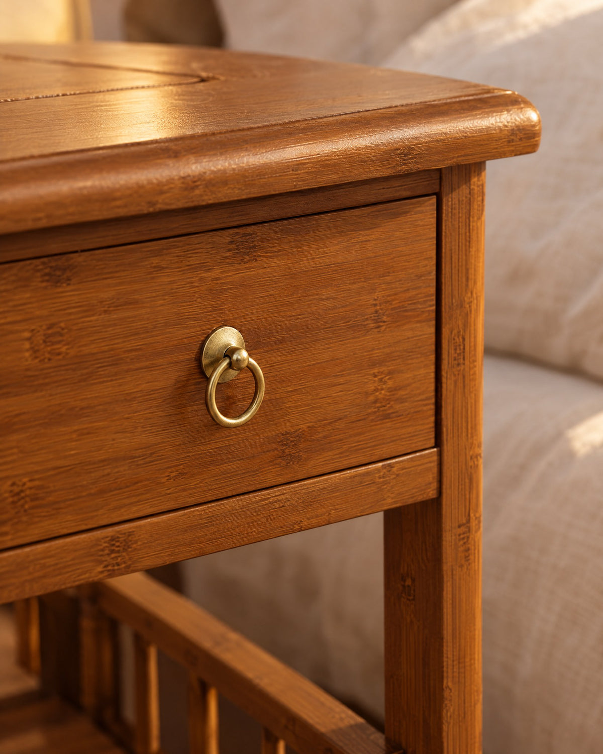 One drawer, one brass ring